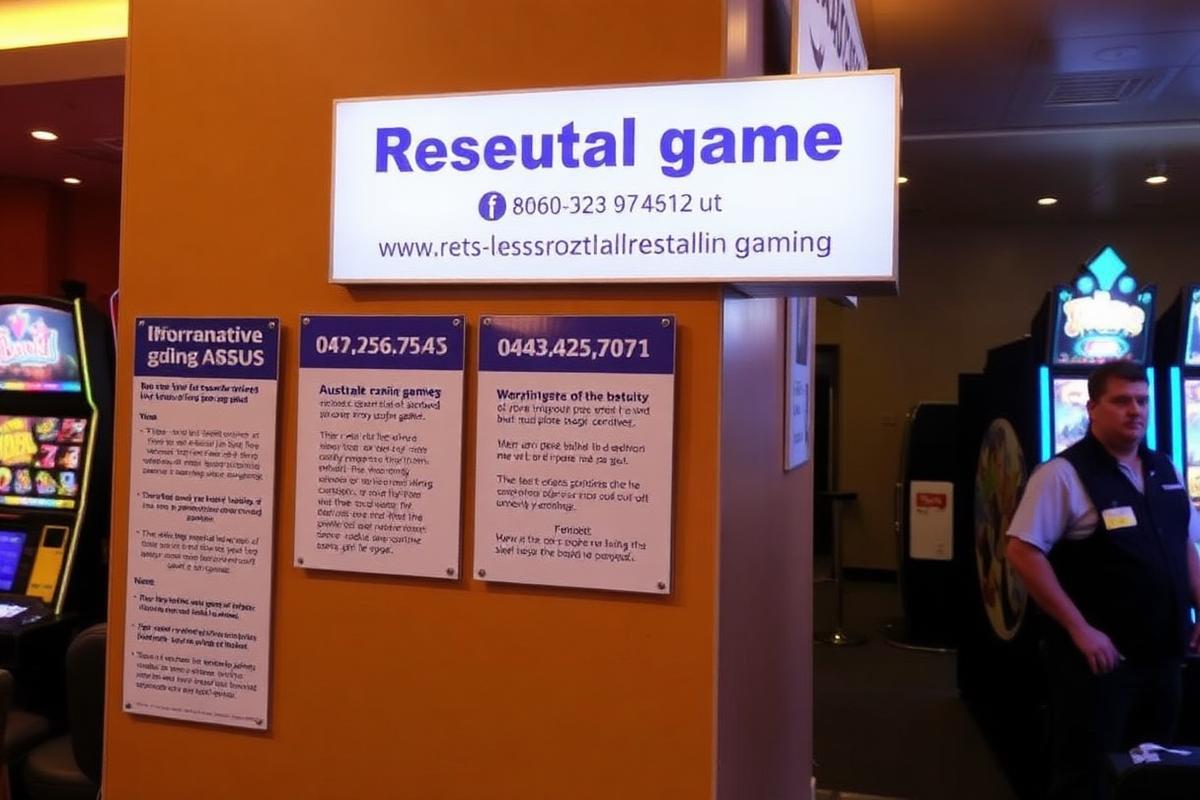 Responsible gaming information display in an Australian gaming venue with helpline numbers