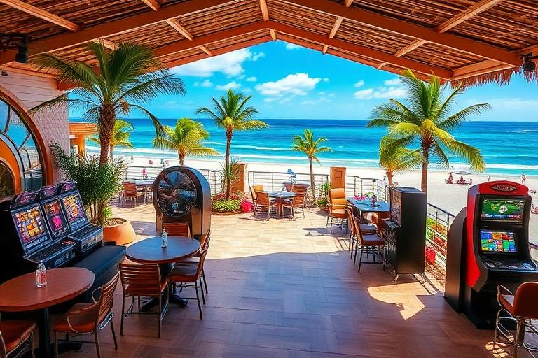 Surfers Paradise Gaming Club beachside venue with tropical decor on the Gold Coast